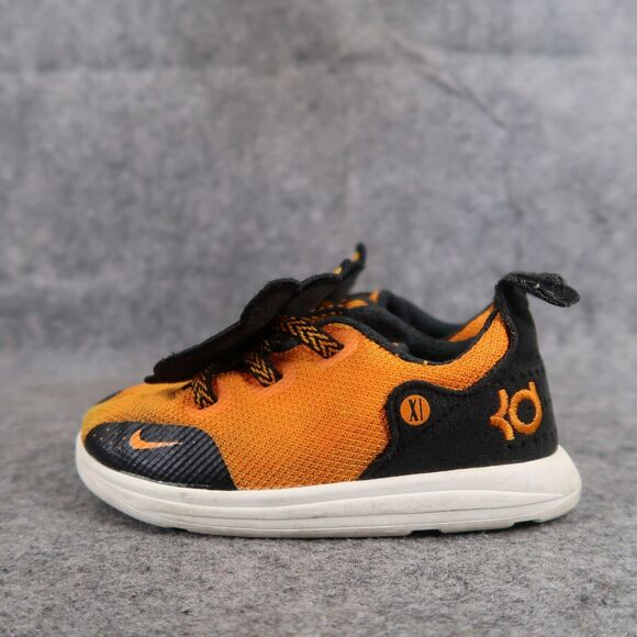 Nike Shoes Kids 7 Sneakers KD 11 Little Big Cats Slip On Toddler Orange Black - Picture 5 of 13
